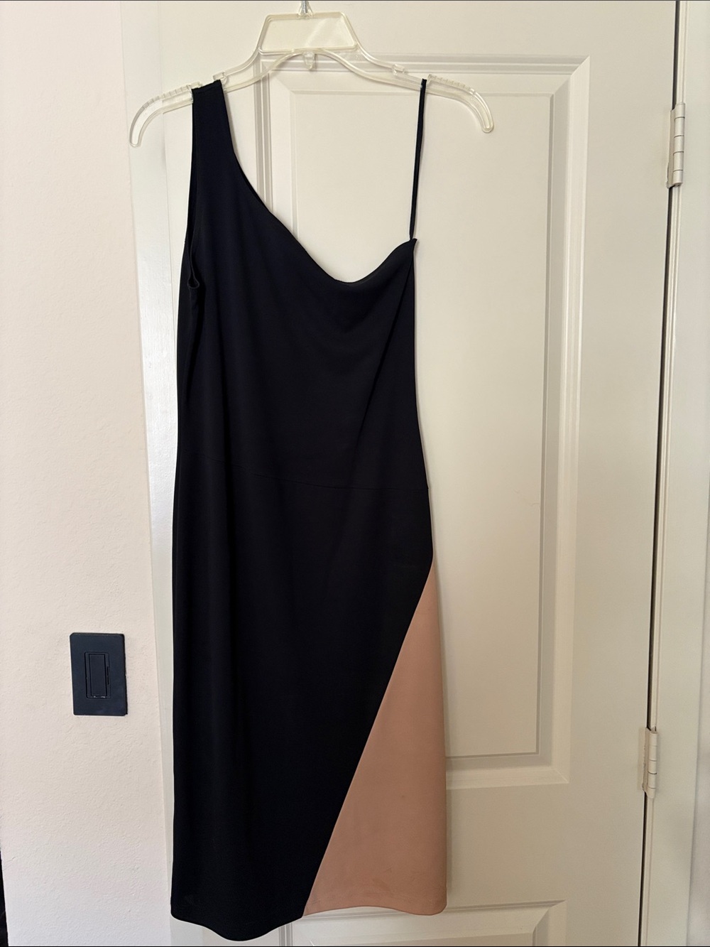 Charlotte Russe Black and Tan Asymmetrical Slip Dress